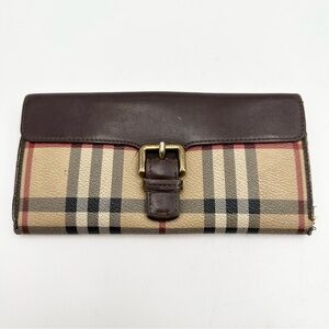 Burberry Haymarket Coated Canvas Leather Check Plaid Wallet